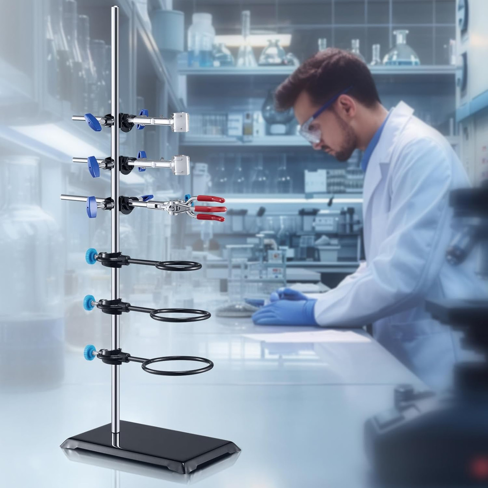 Lab Stand Support, Laboratory Retort Support Stand Set, Steel Lab Stand 23.6