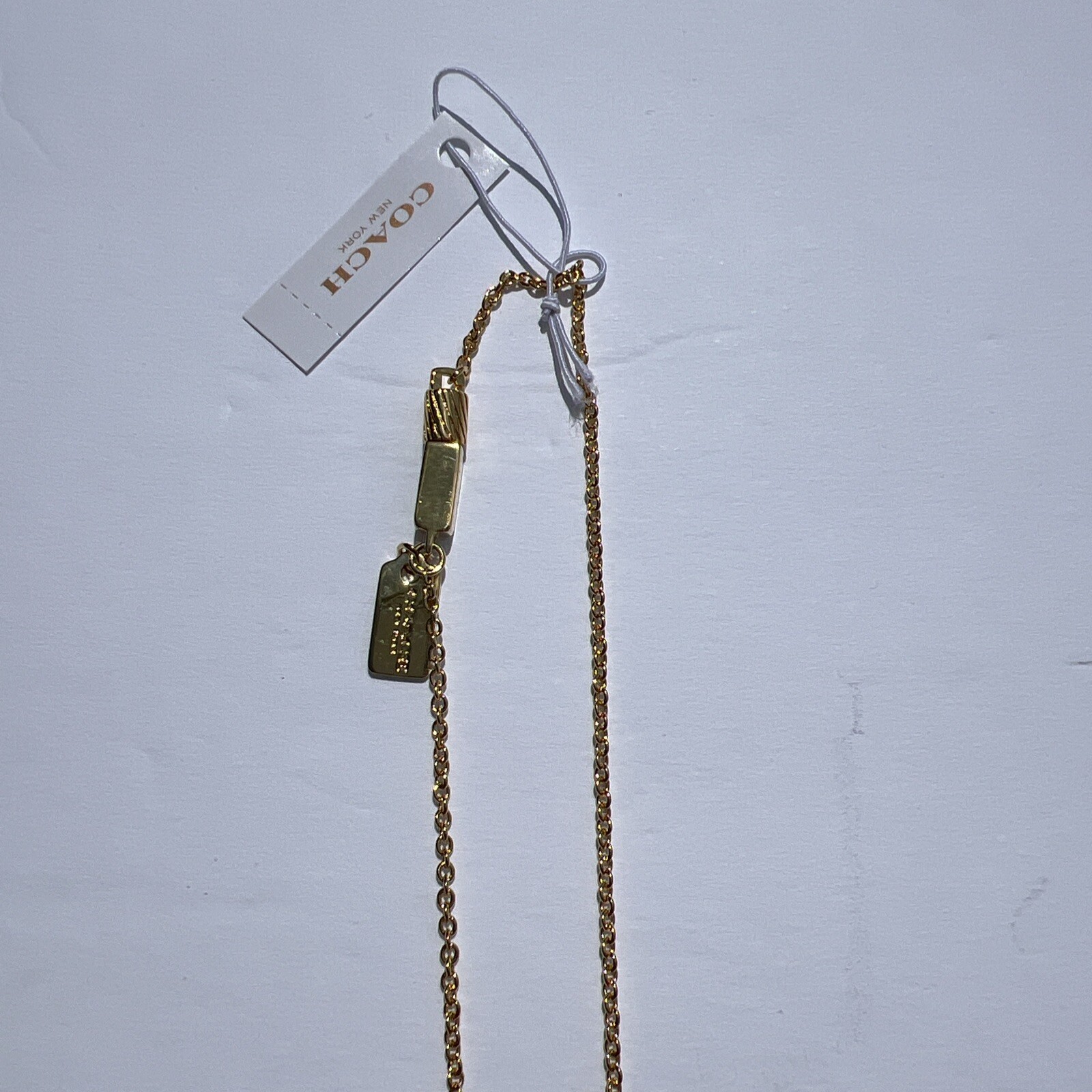 COACH Enameled SIG C 1” BAR 30” NECKLACE GOLD/PL Authentic LOGO NWT NEW