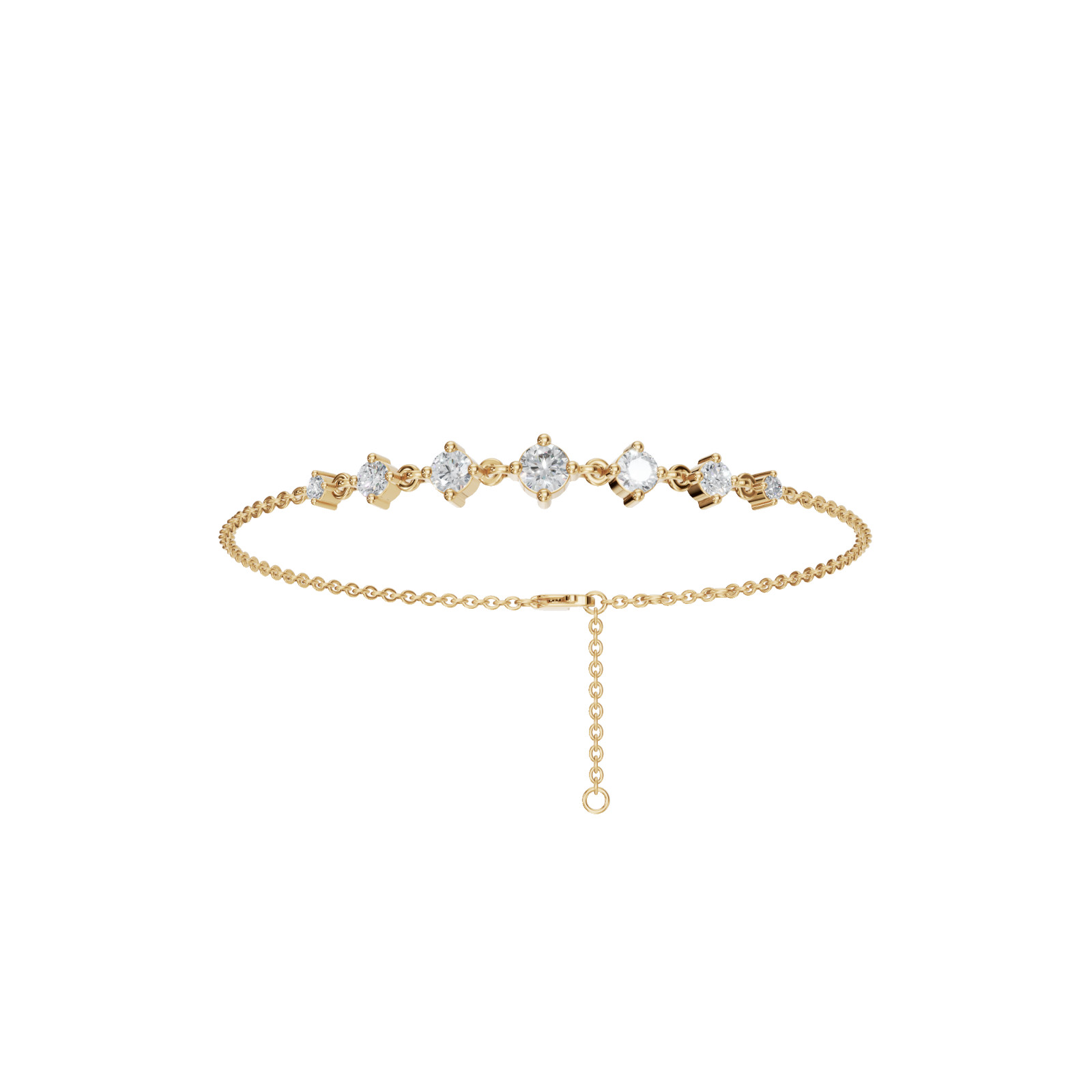 1.00 CT Luna Cascade Round Lab Grown Diamond Minimalist Dainty Chain Bracelet