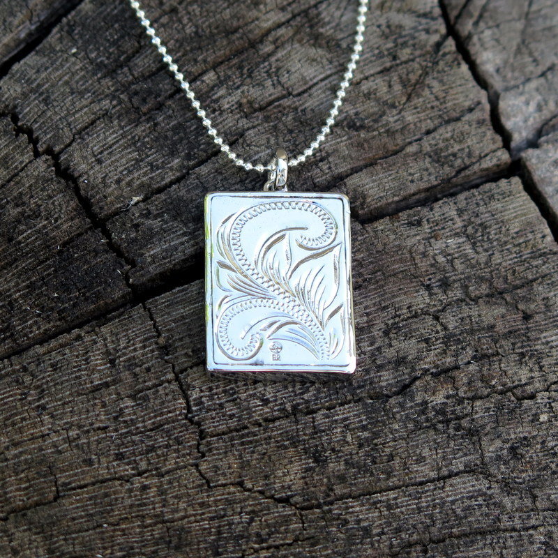 Koa Wood Hawaii Jewelry Plum Tree Silver Rhodium Plated Brass Pendant #BRP1167