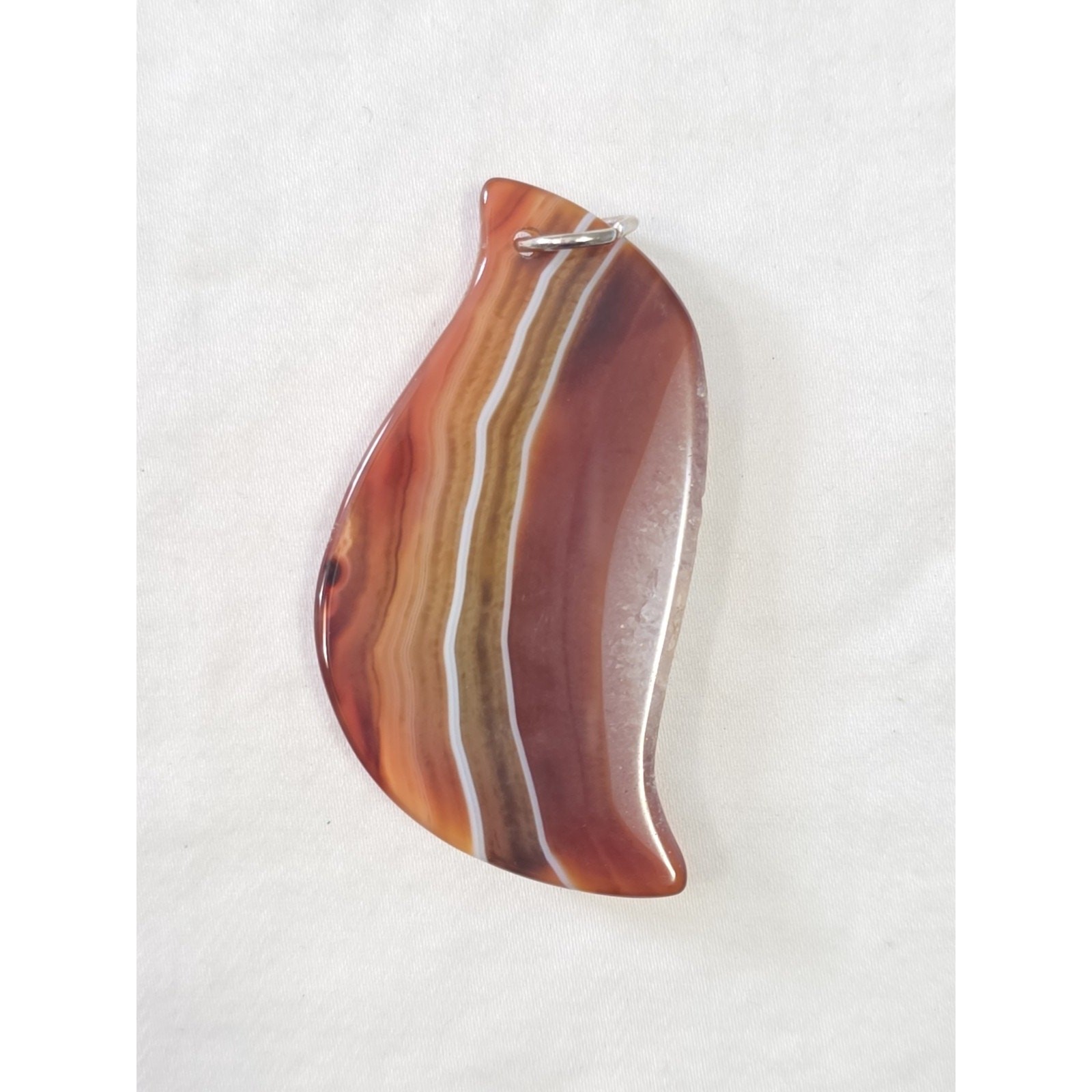 Large Abstract Carnelian Agate Quartz Pendant Orange Brown White