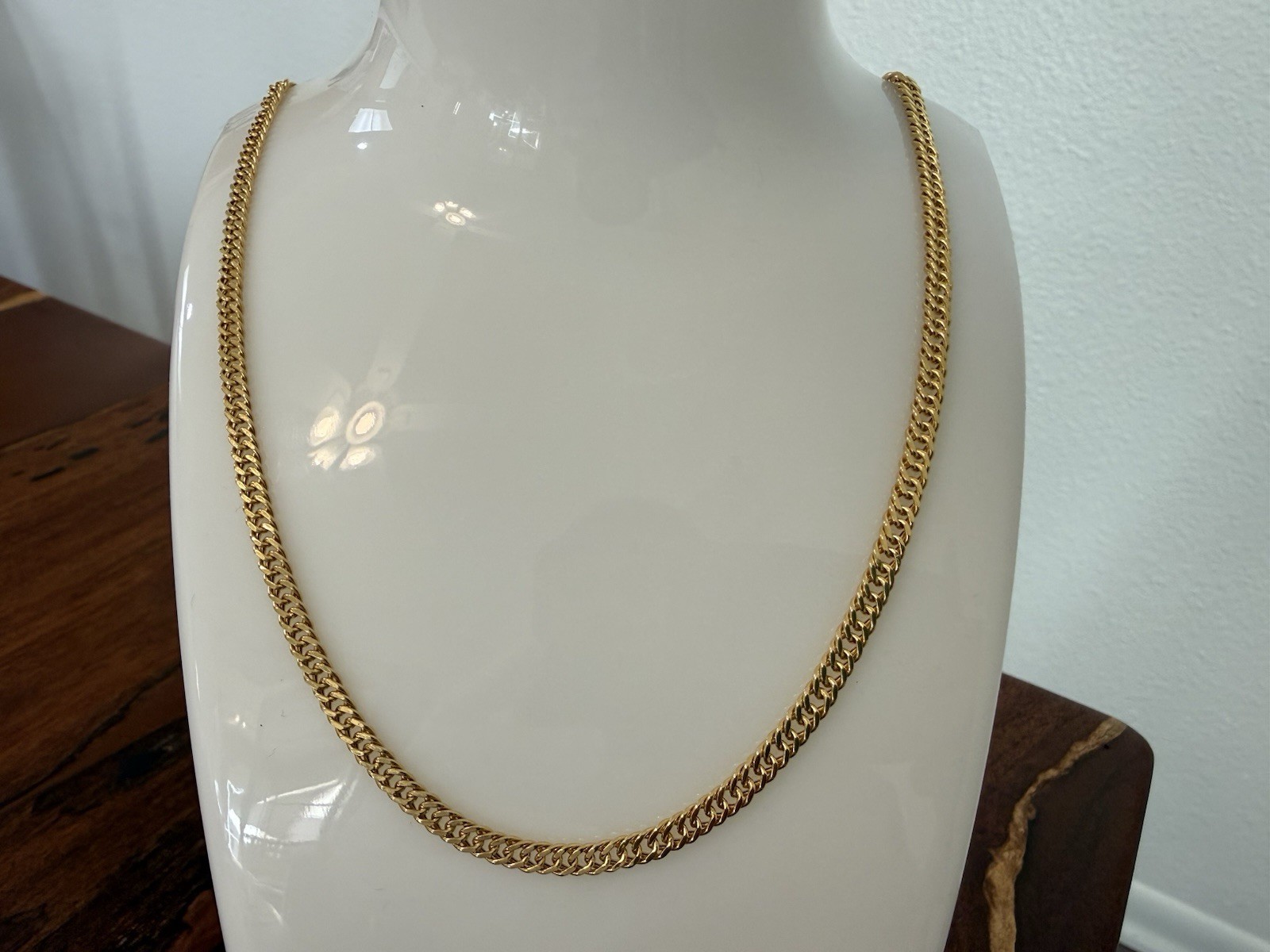 Real 18k Gold Barbada Chain Necklace Size 20” New 8.66g