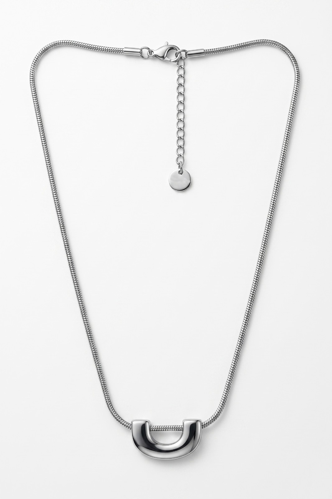Stainless Steel 18K Gold White Gold Plated Curved U Shape Pendant Necklace Women
