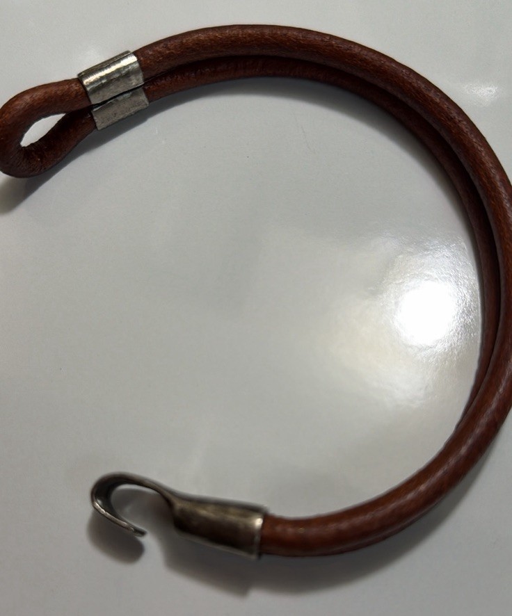 Handmade Real Genuine Leather Double Corded Bracelet Stainless Steel Clasp Brown