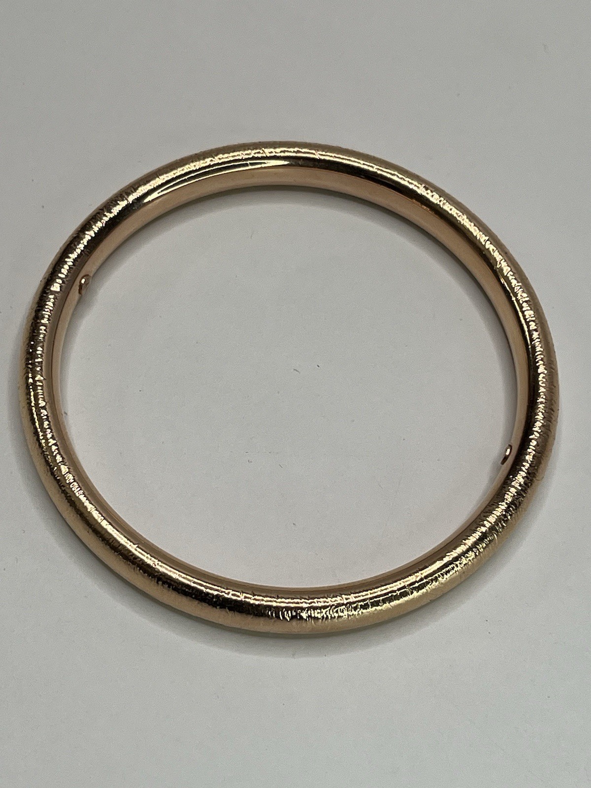 One Milor Italy 14K Rose Gold Over Resin Textured Bangle Bracelet 8”