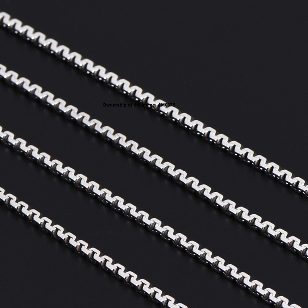 Pure 925 Sterling Silver Necklace -2.5mm Box Link Chain Necklace 50-60cm
