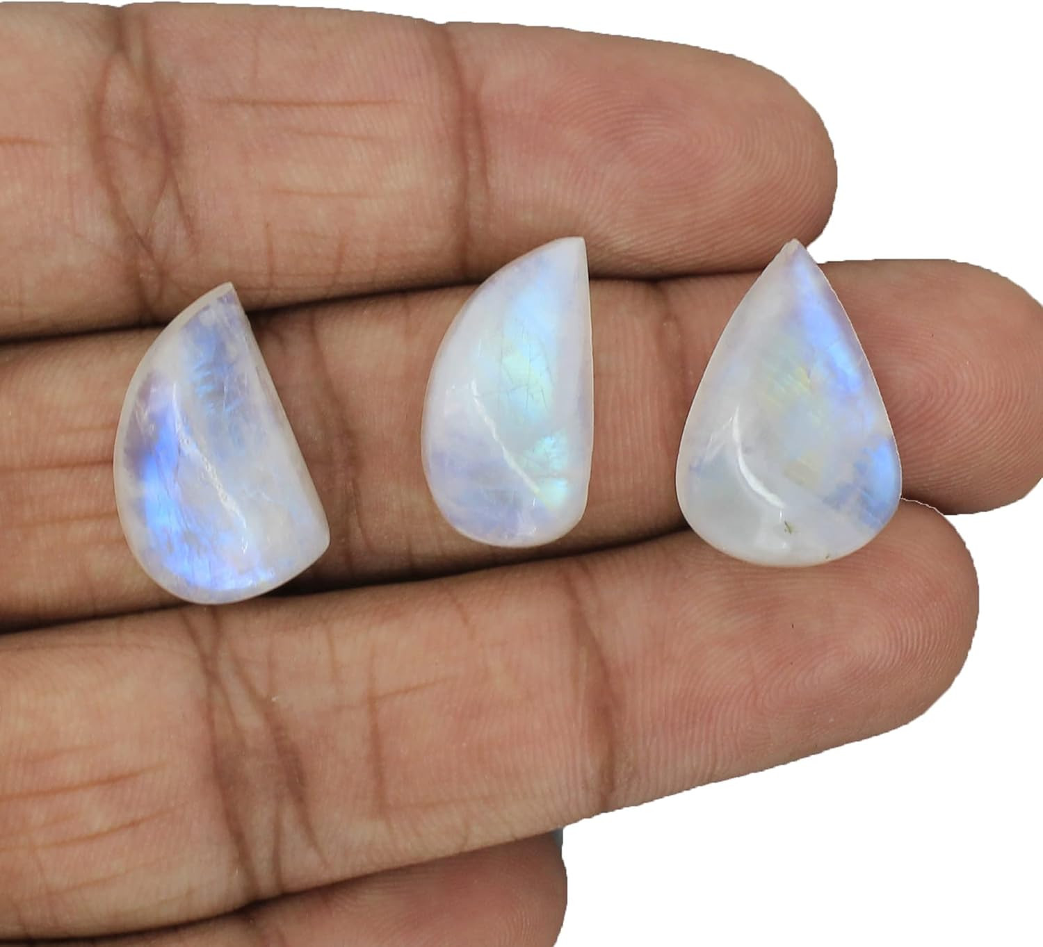 Gempires Natural Rainbow Moonstone Gemstone Wholesale Cabochons Lot, Polished De