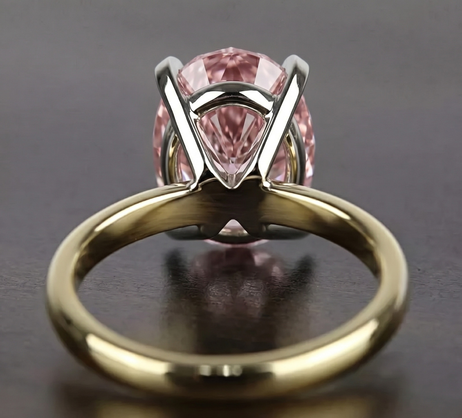 RARE 8.00 Ct Certified Oval Shape Natural Pink Diamond Ring Yellow Gold Finish