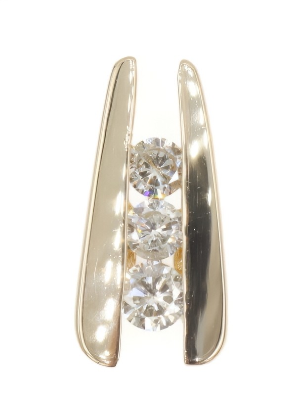 Ladder-Style 14KT Yellow Gold 3-Stone 1/2 TW Round Diamond 17.4mm Slide Pendant