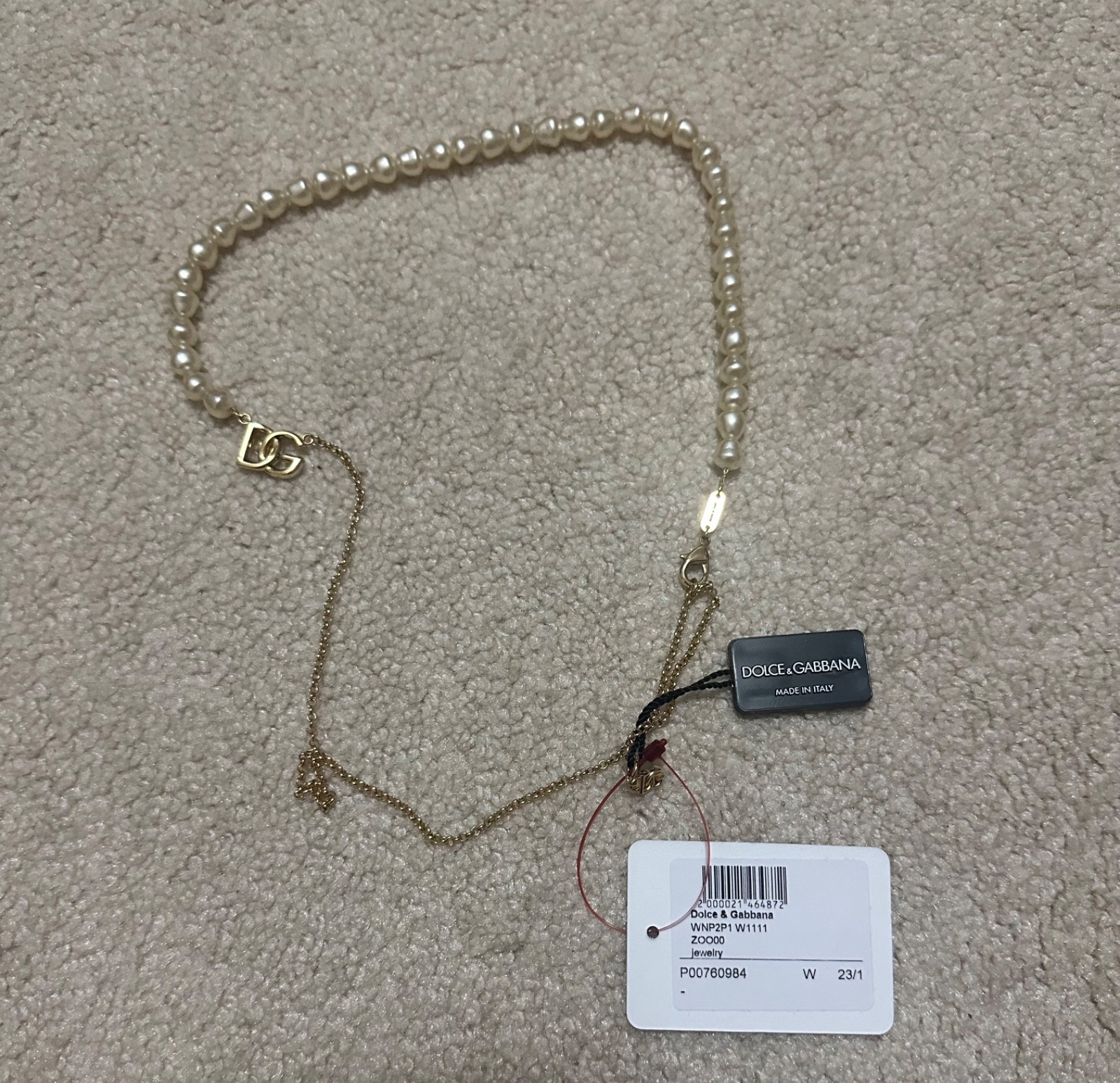 Dolce & Gabbana necklace with pearls and DG logo NEW WITH TAGS! Retails 925.00!
