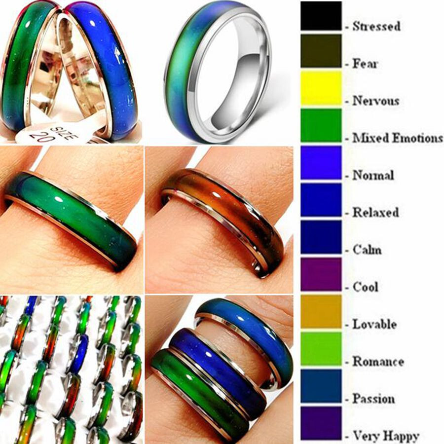 Wholesale 20pcs Stainless Steel Mood Ring Men’s Women’s Color Changing Rings 6mm