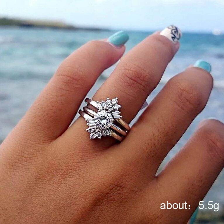 2 Ct Simulated Diamond Ring 925 Silver Plated Delicate Ring For Valentine Gifts