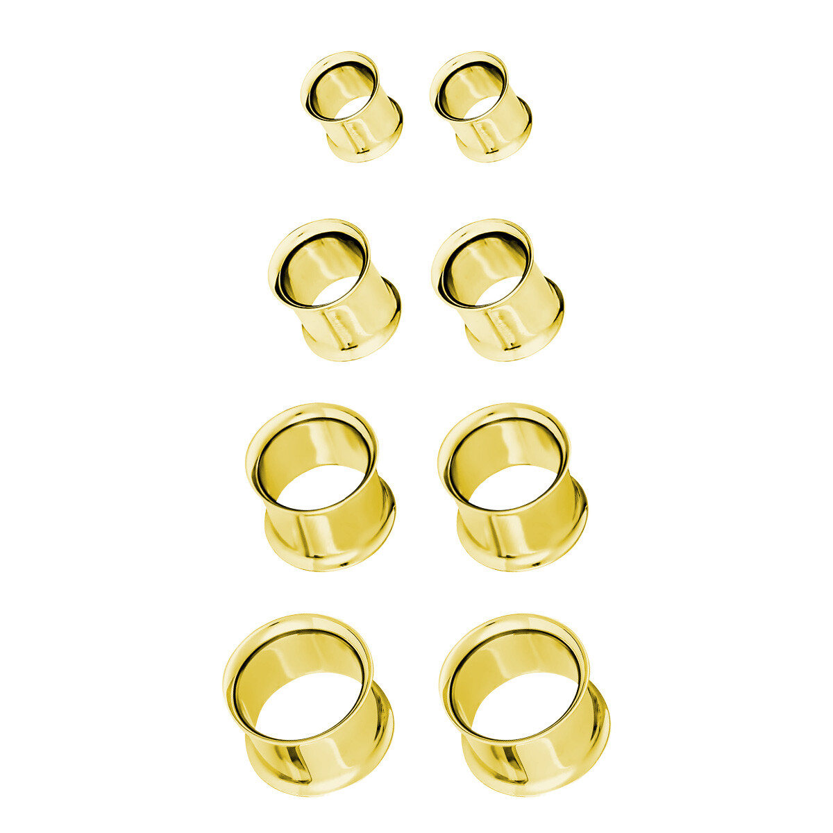 Pair of Surgical Steel PVD Gold Double Flare Ear Tunnels Earlets Gauges Plugs