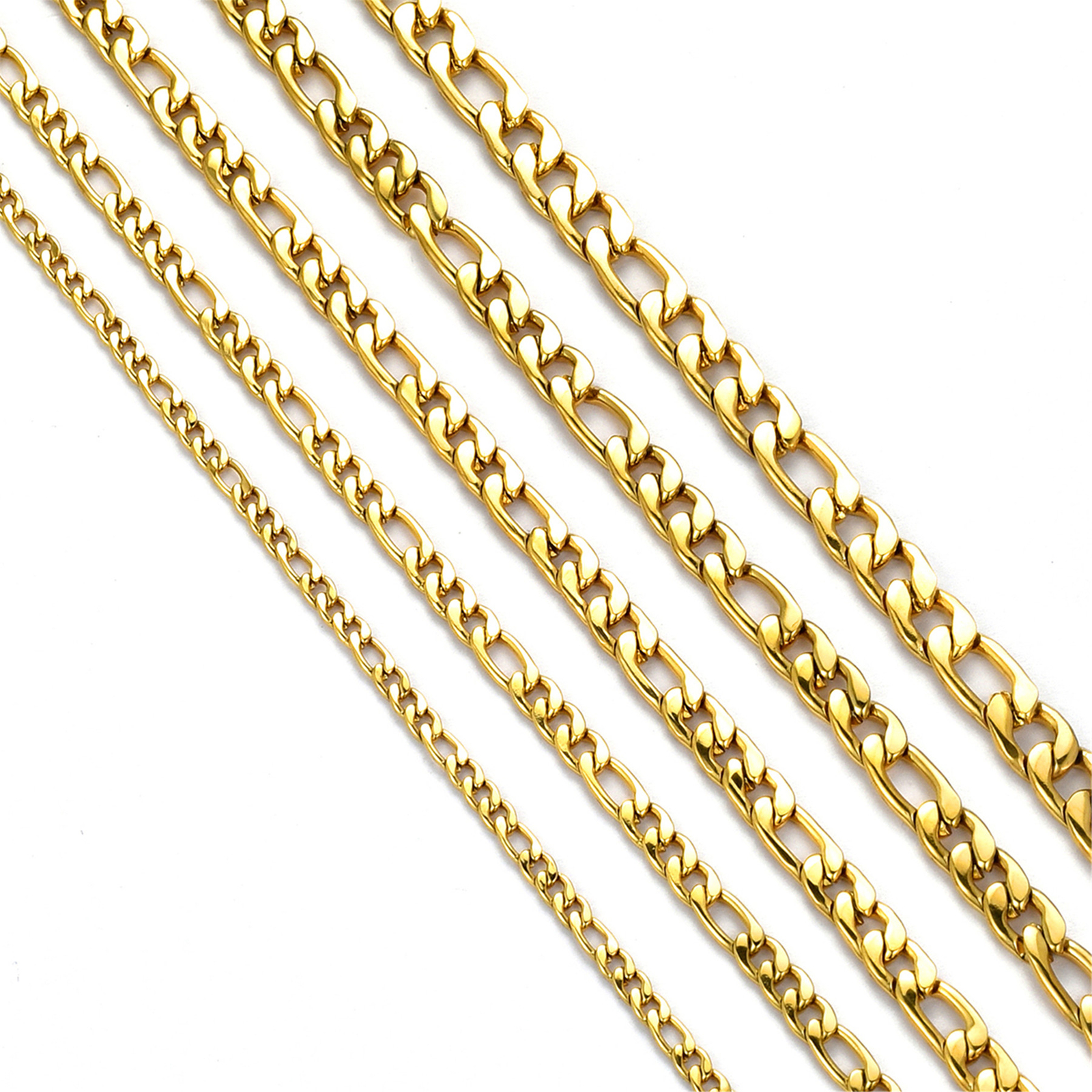 Stainless Steel 14K Gold Plated Figaro Chain Womens Mens Necklace 16-26″ *G033