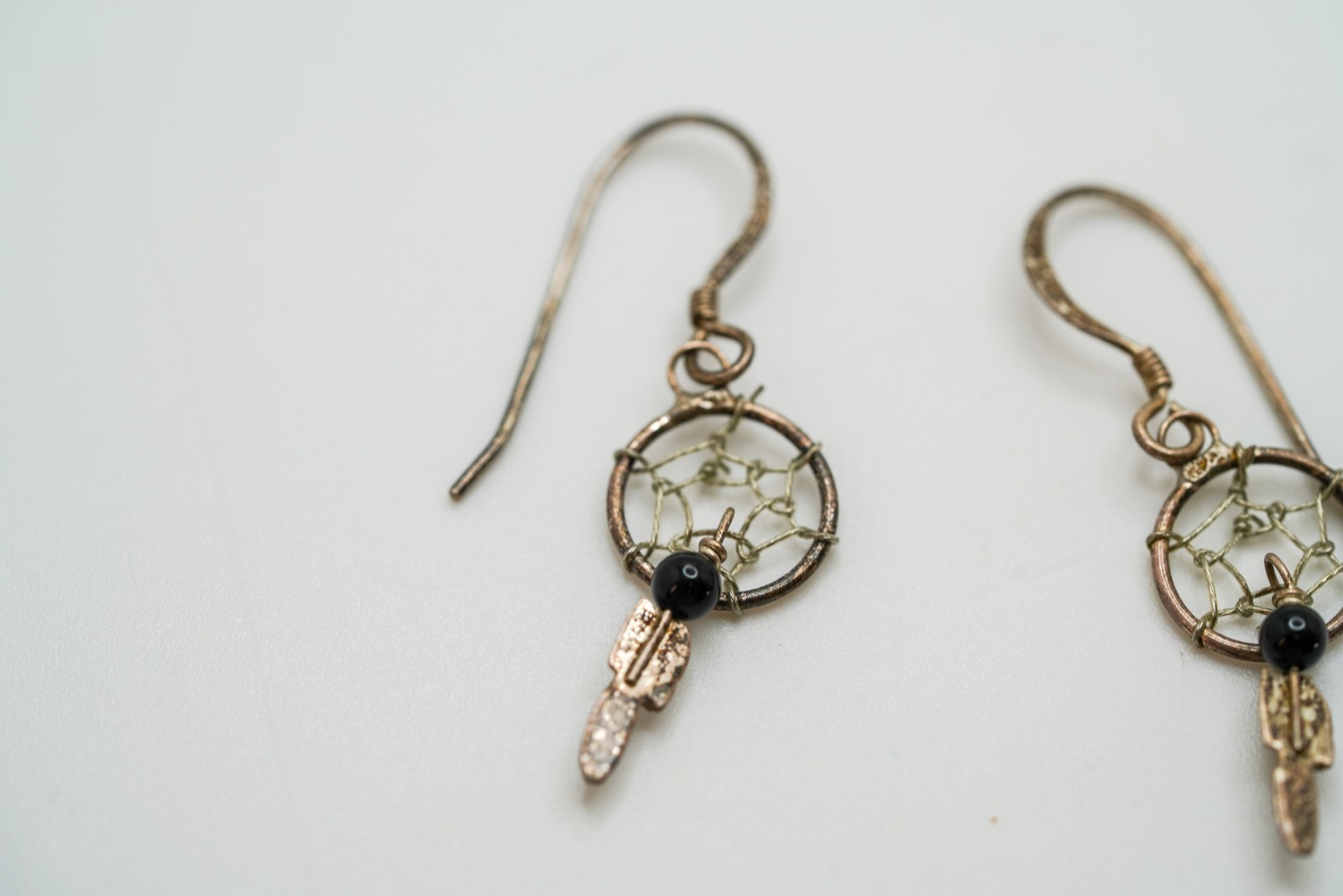 Vintage Southwestern Sterling Silver Dream Catcher Earrings 3.6cm EB3