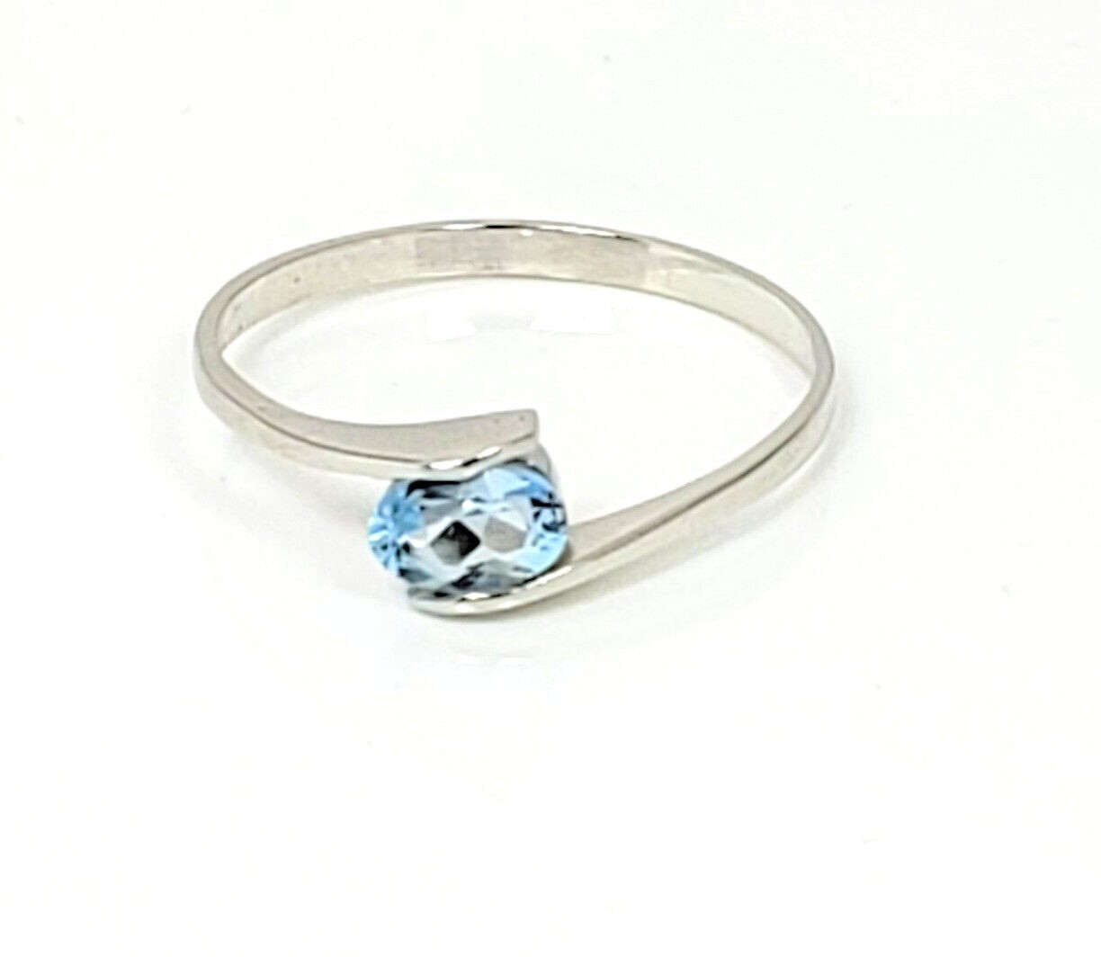 March Birthstone Ring Sterling Stackable Lt Blue Topaz Gemstone 4.75 5 5.5