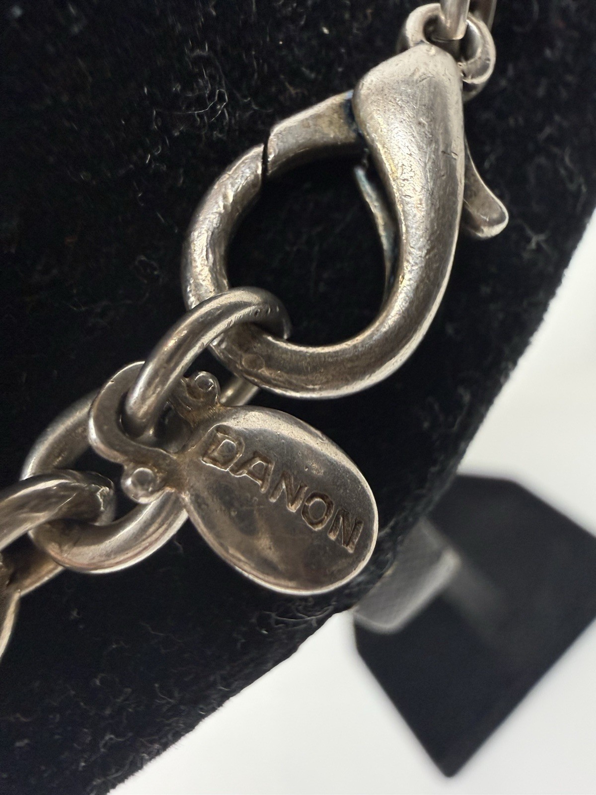 VTG Danon Pewter Pendant Necklace Featuring Brands Iconic Brutalist Handcrafted