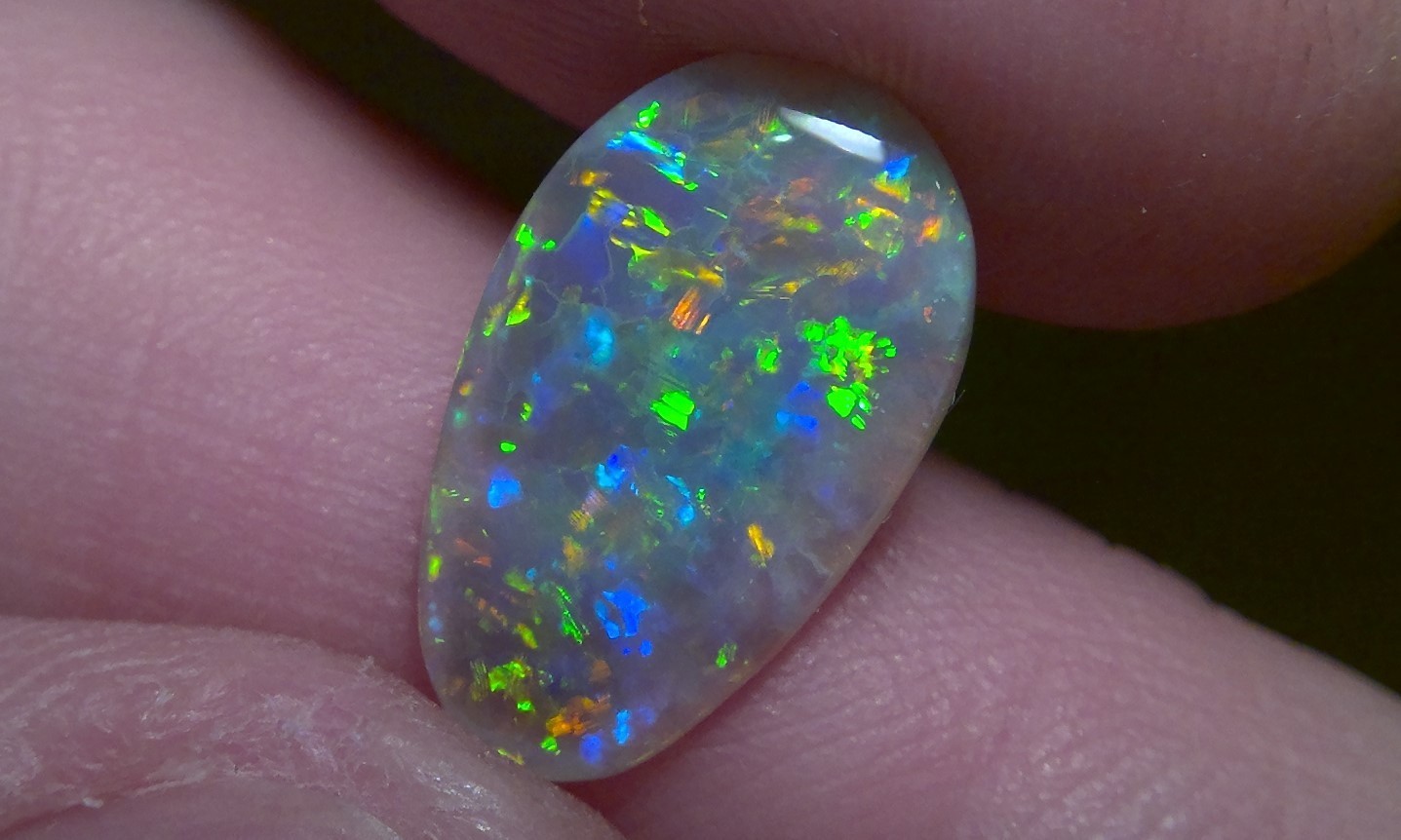 2.25cts Solid Lightning Ridge semi-black opal, stunning Rainbow fire + video