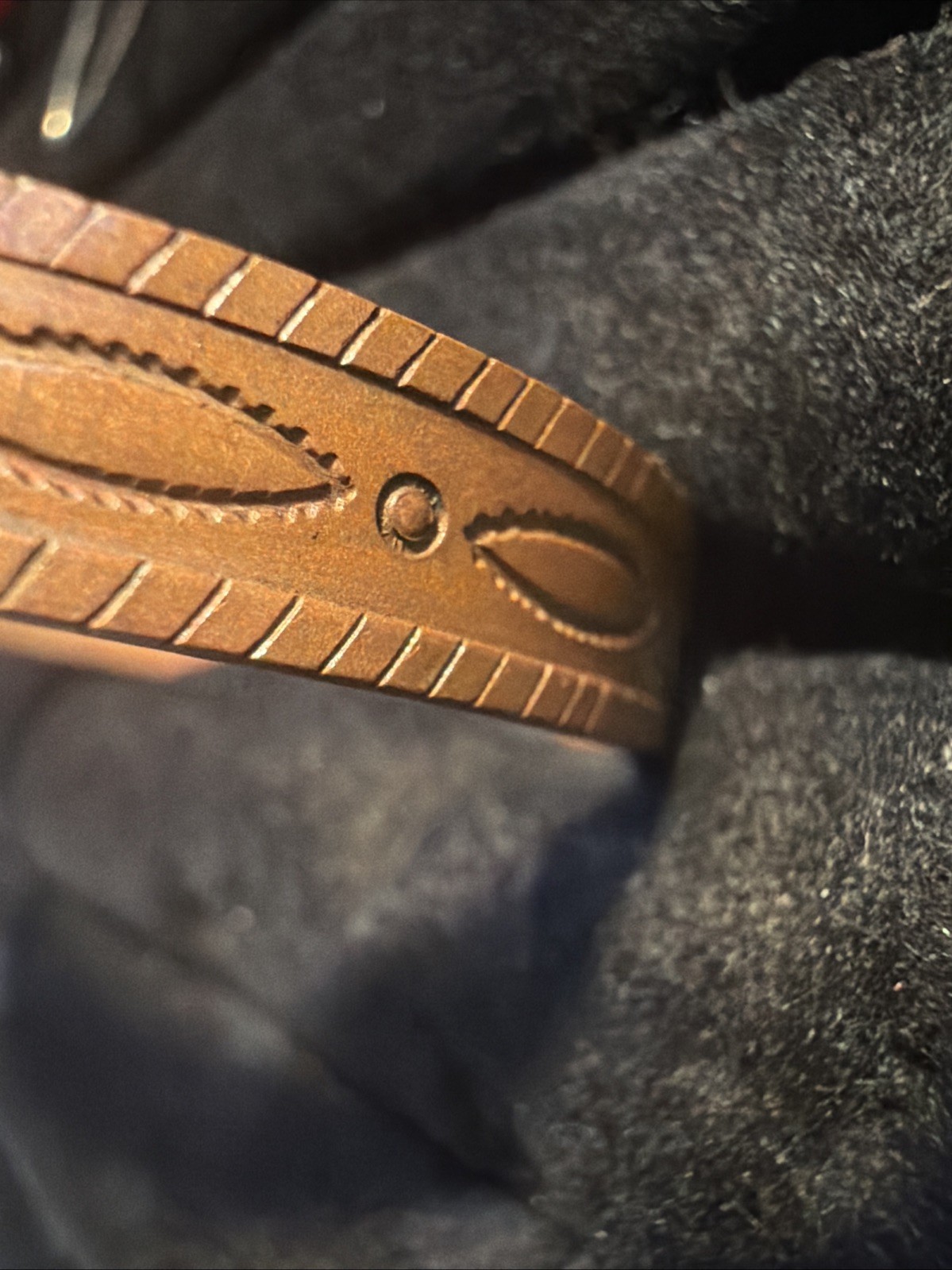 Navajo Fred Harvey Engraved Solid Copper Cuff bracelet Size 6 1/2