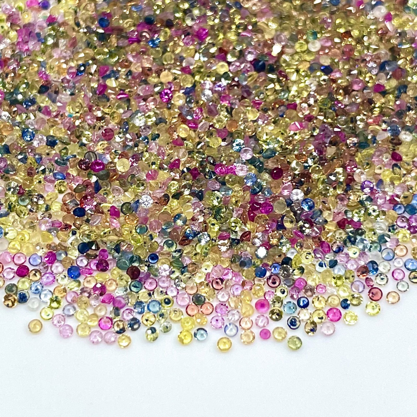 100 Pcs Natural Multi Sapphire 1.2-1.3mm Round Diamond Cut Loose Tiny Gemstones