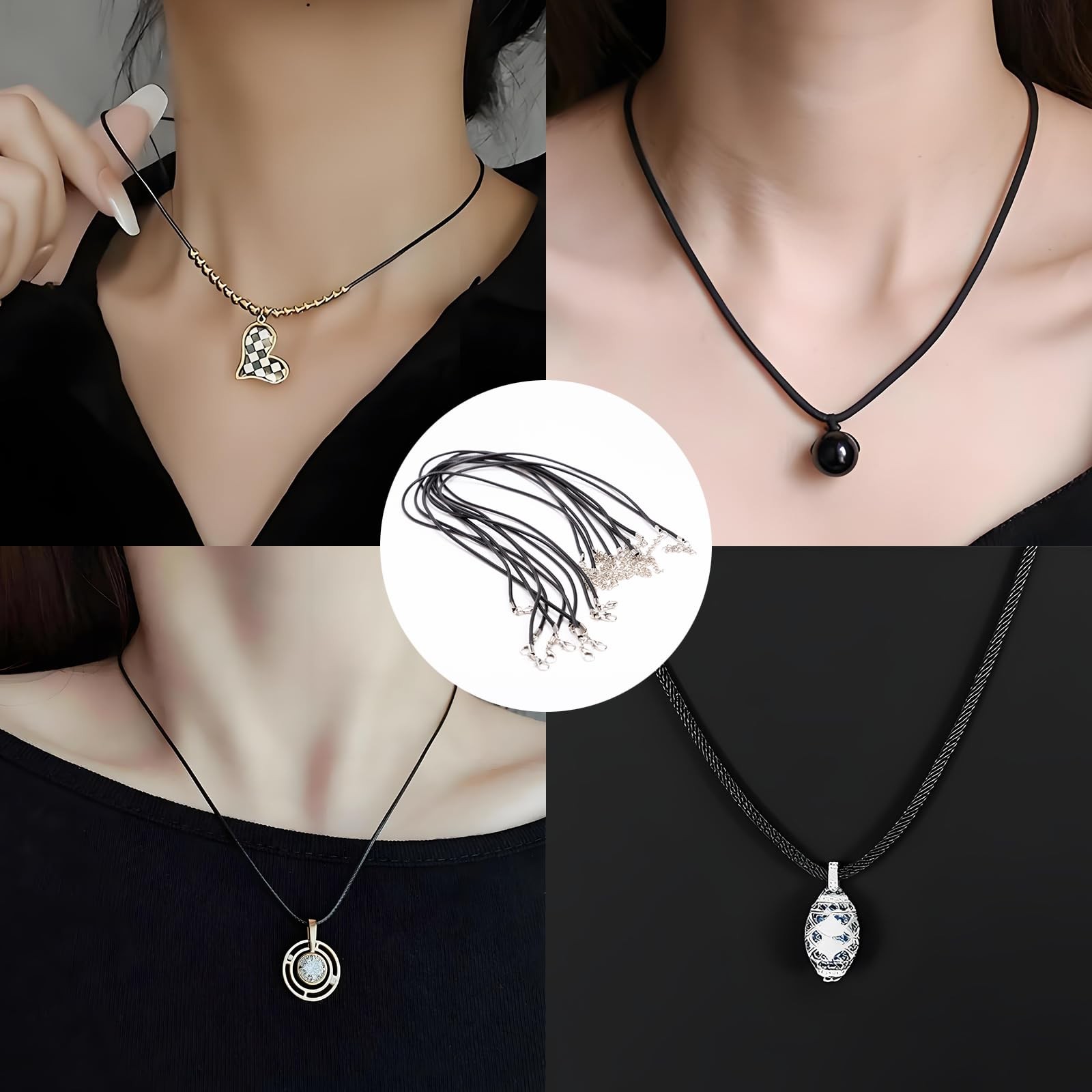 Funstreet 10pc 2.0mm Black Leather Necklace Cord w/ Clasp