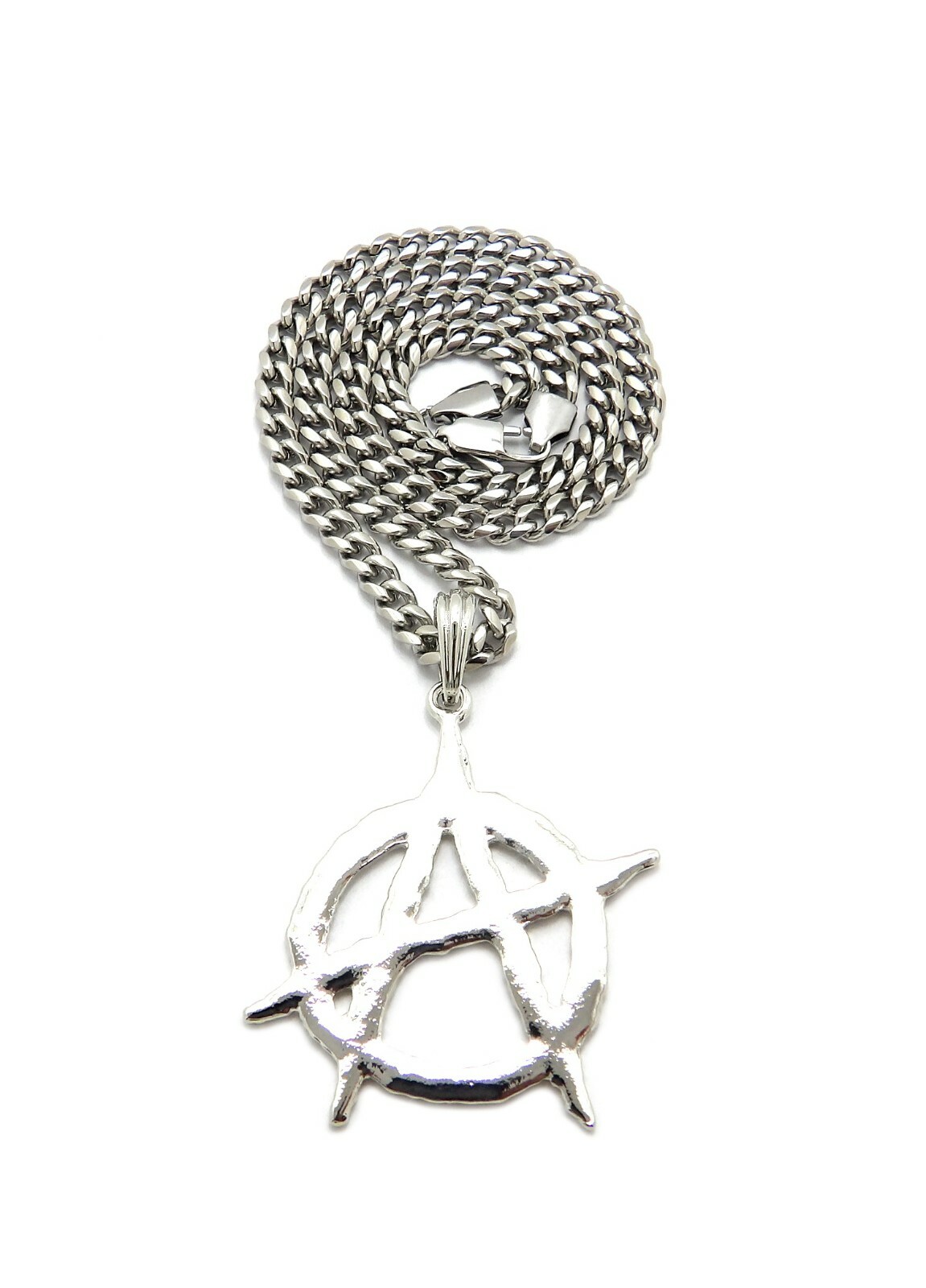 New ANARCHY Pendant With 5mm Stainless Steel Cuban Chain Rhodium Plated