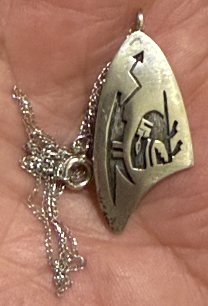 Native American Hopi ? Sterling Silver Kachina Arrow Pendant Necklace Signed