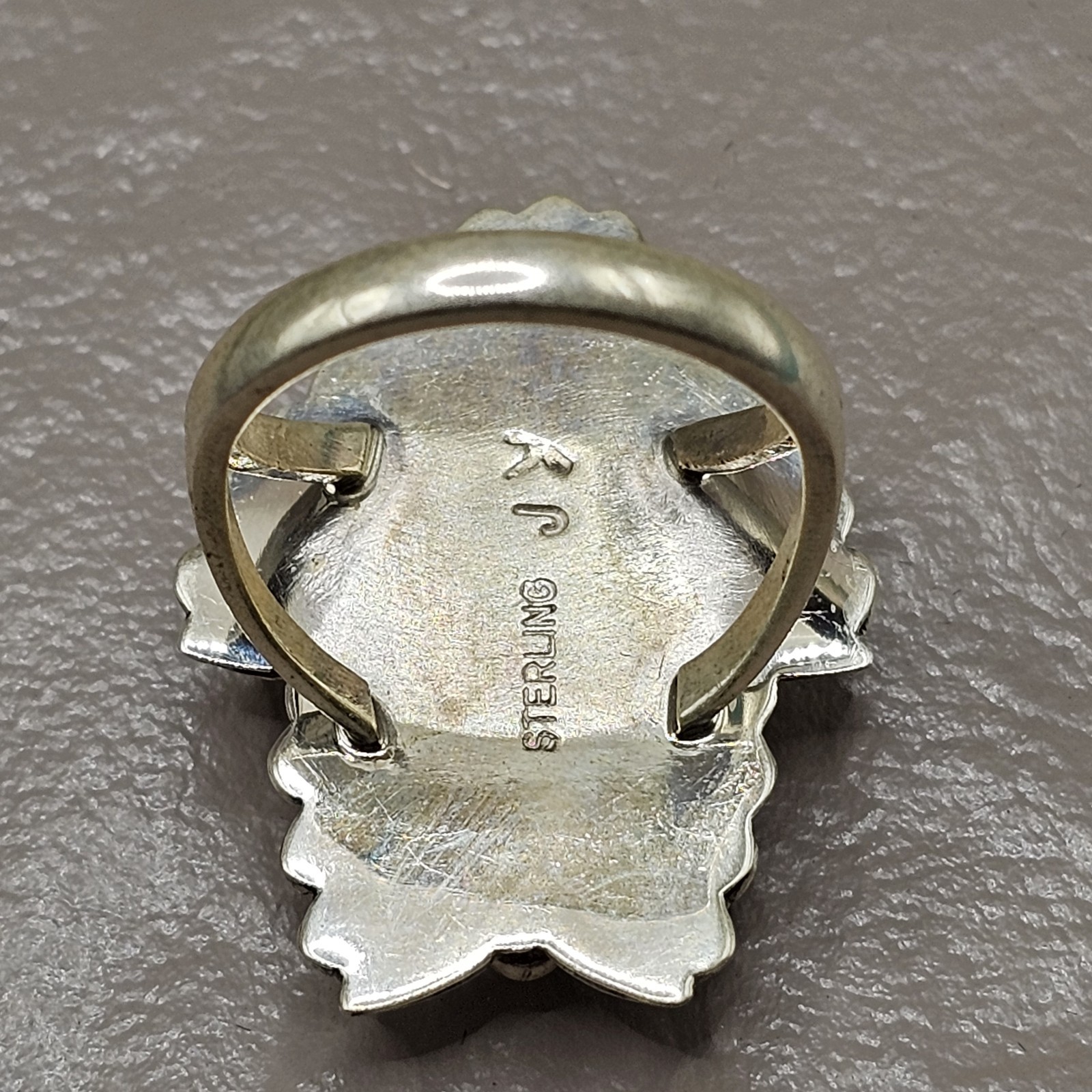 NEW! Zuni Made Opal Inlay Sterling Silver Statement Ring Size 8.5 Signed