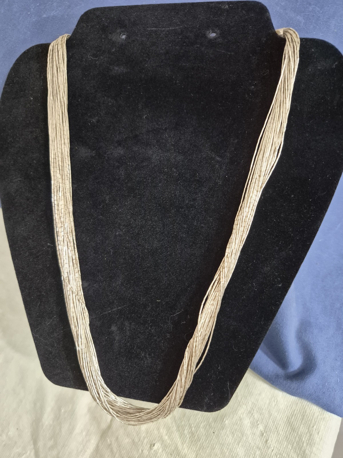 Vintage Navajo Native American Liquid Sterling Silver 30 Strand Necklace 22″27g