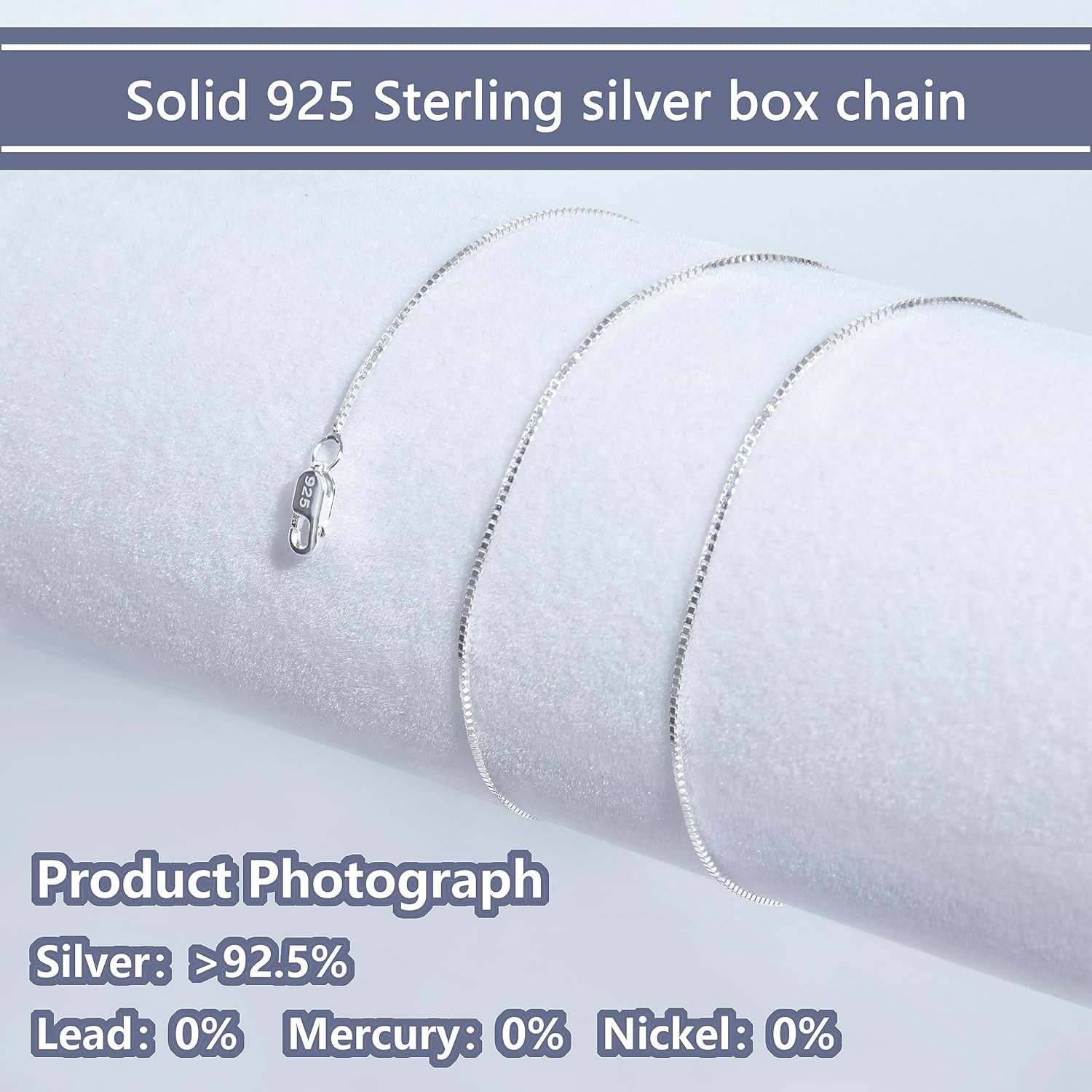 925 Sterling Silver Chain 0.8MM Delicate Box Chain – Italian Necklace Chain – Ti