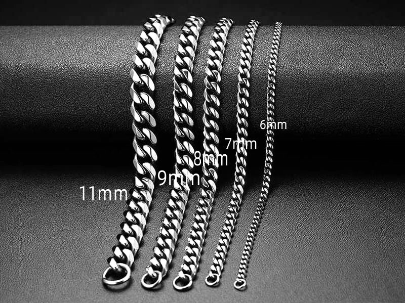 Curb bracelet solid stainless steel 6-11 mm wide / 18-23 cm men’s women gift