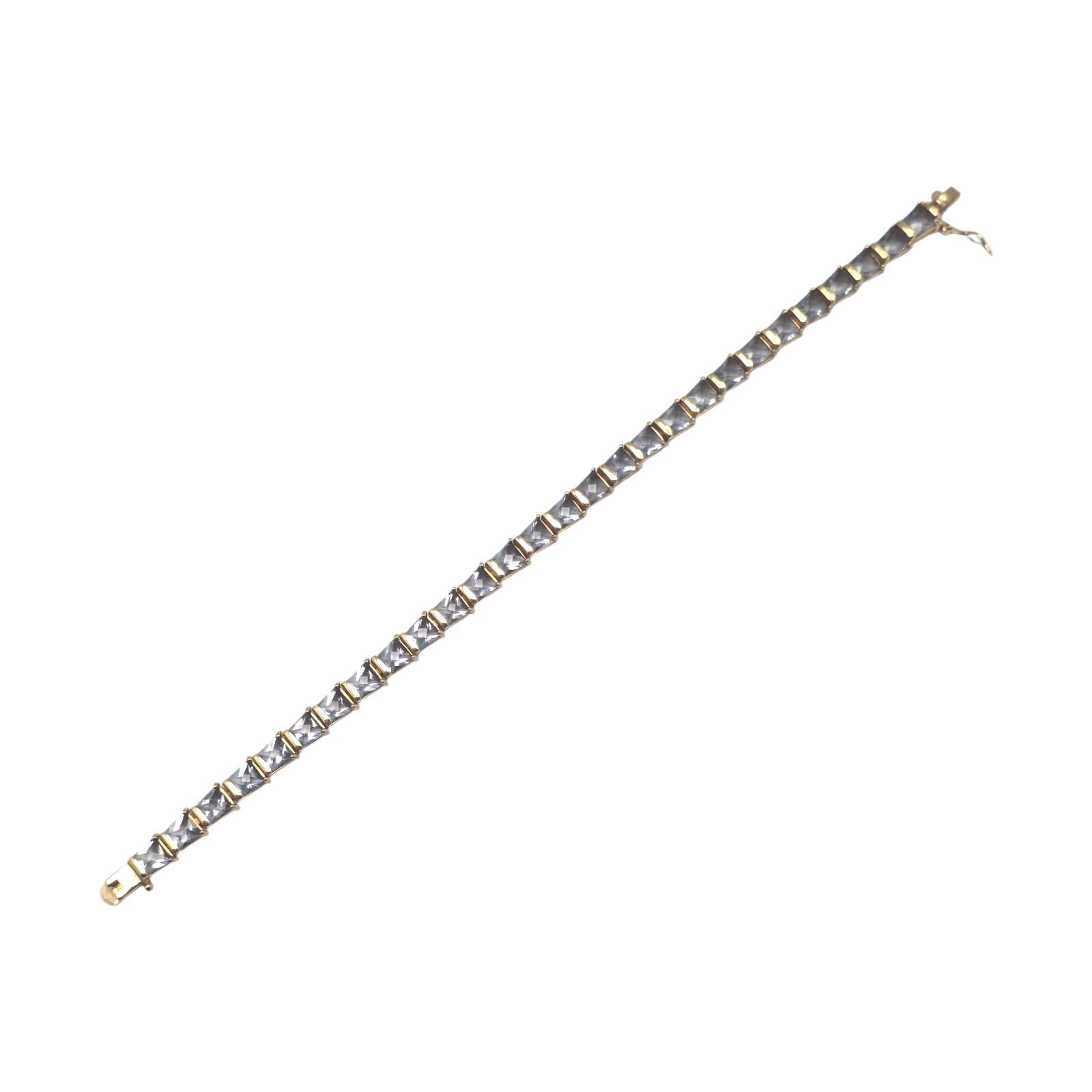 6MM GOLD VERMEIL PRECIOUS SMOKY GEMSTONE 7 1/4″ TENNIS BRACELET 16GR #2021