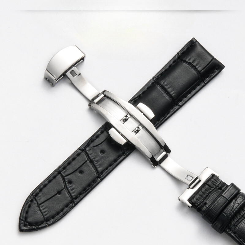 Genuine Leather Watch Strap Butterfly Clasp Wristbands Watch Accessories 12-24mm