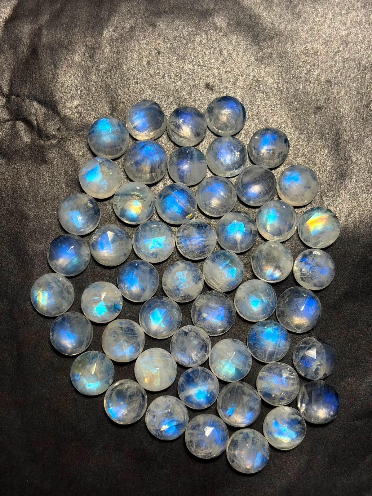 Rainbow Moonstone A One Quality 7 mm Natural Moonstone Rose Cut Loose Gemstone