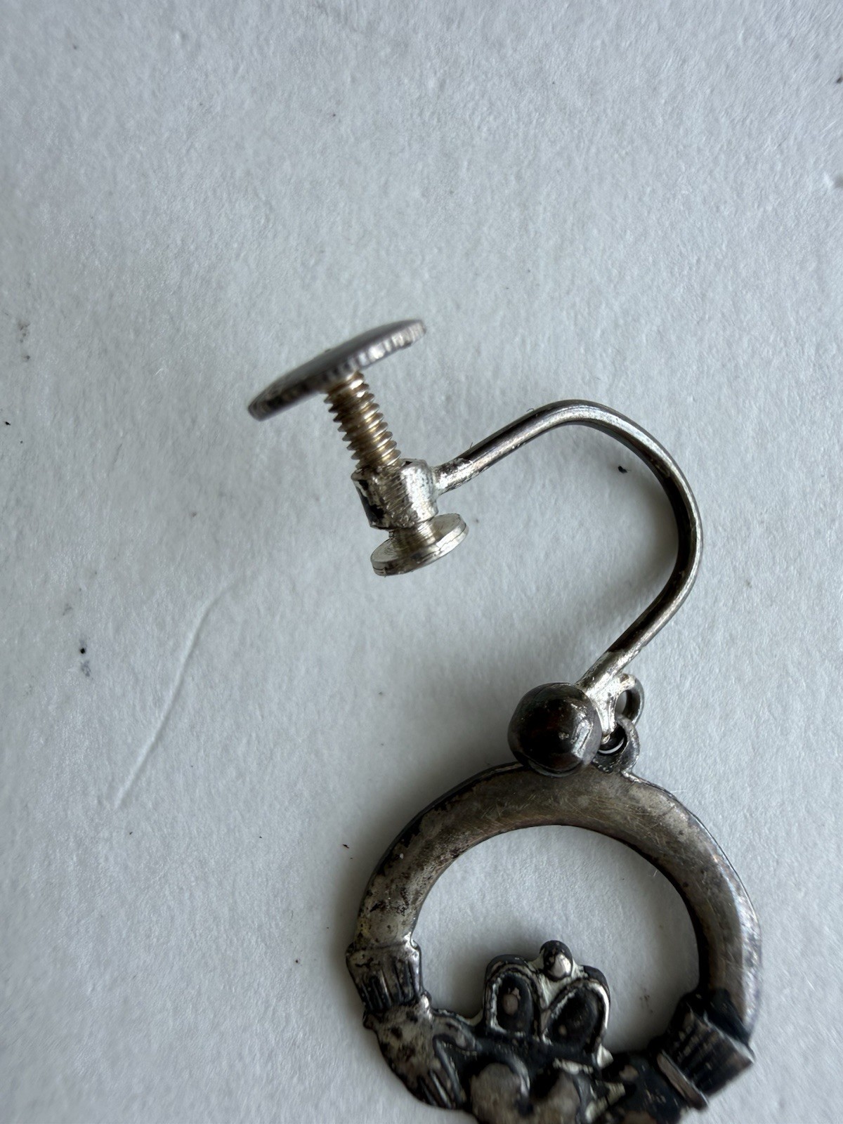 Vintage J.O’N Eire Irish Claddagh 925 Silver Screw Back Earrings Celtic Ireland