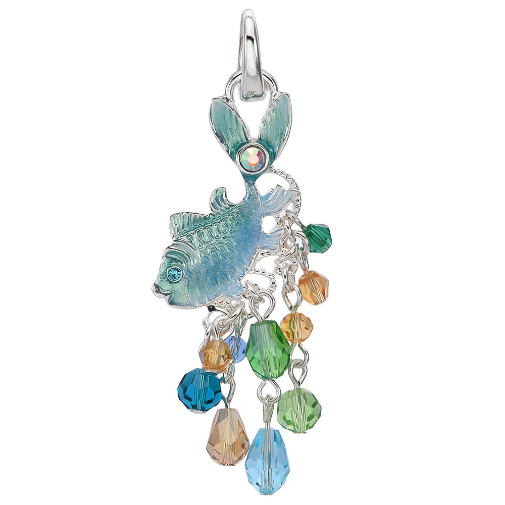 Kirks Folly Koi Fish Don’t Be Koi Crystal Drop Open Ring Charm ST 2-1/2″ Long
