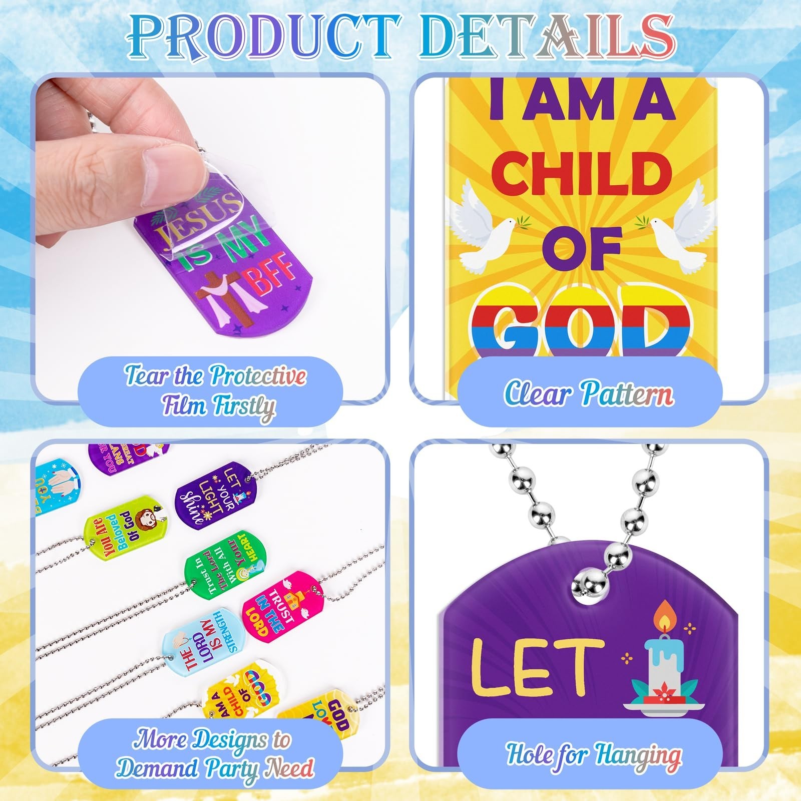 32PCS Religious Dog Tag Chains with Bible Verses – Inspirational Party Favors &