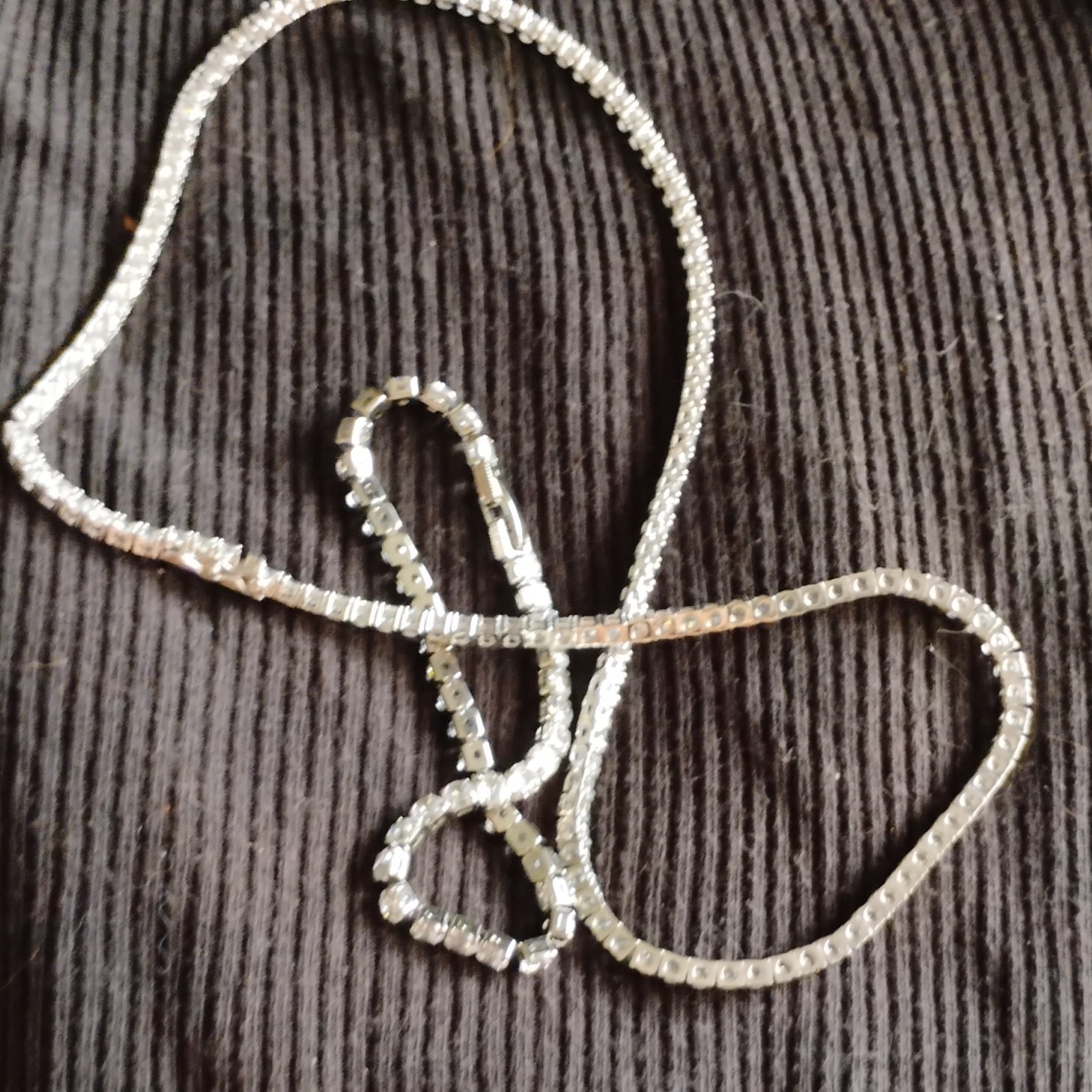 Silver 925 Moissi Rhinestone Tennis Chain And Braclet
