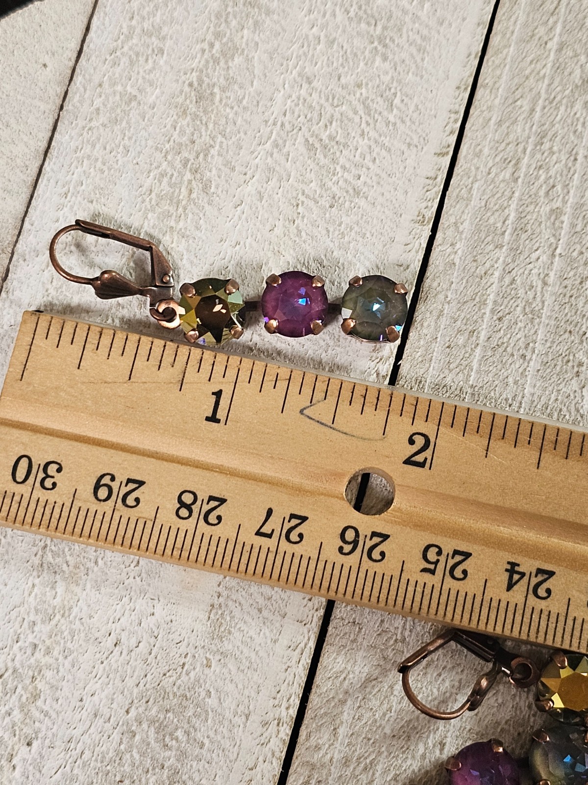 B1-9 Olive Purple Copper Drop Earrings Matching Cup Chain Bracelet Set