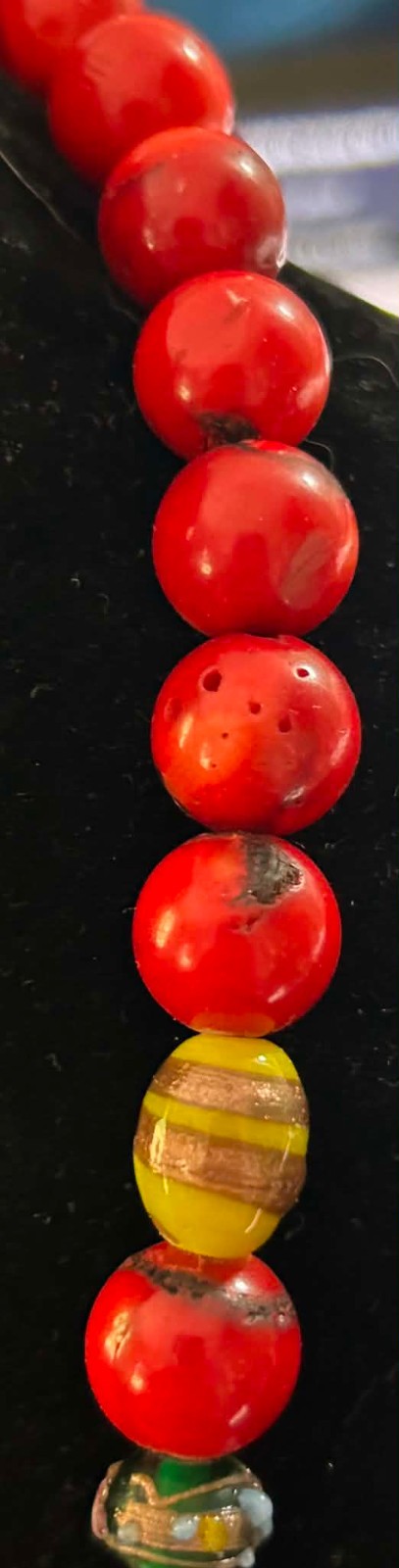 Handmade Beaded Parrot Necklace with Vintage Lampwork Beads, Red Cloissone