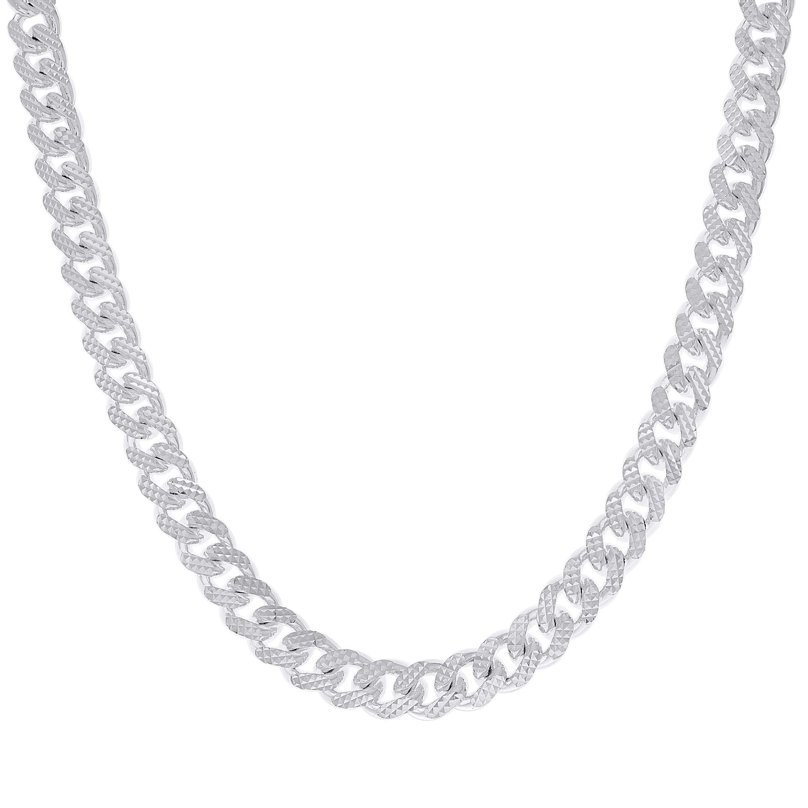 Sterling Silver Rhodiumed D/C 10mm Solid Miami Cuban Pyramid Chain | 20″ to 26″