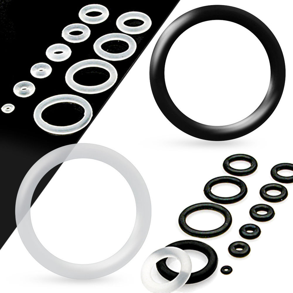 12-20pc Black Rubber Band Replacement Loose O Rings Ear Plug Gauge Taper