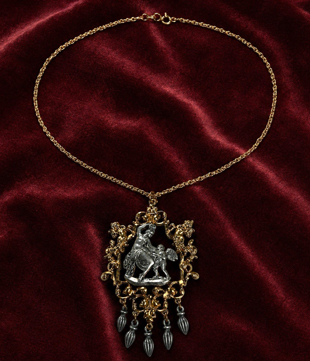 Vintage Signed ART Arthur Pepper Venus Cupid Necklace Renaissance Revival