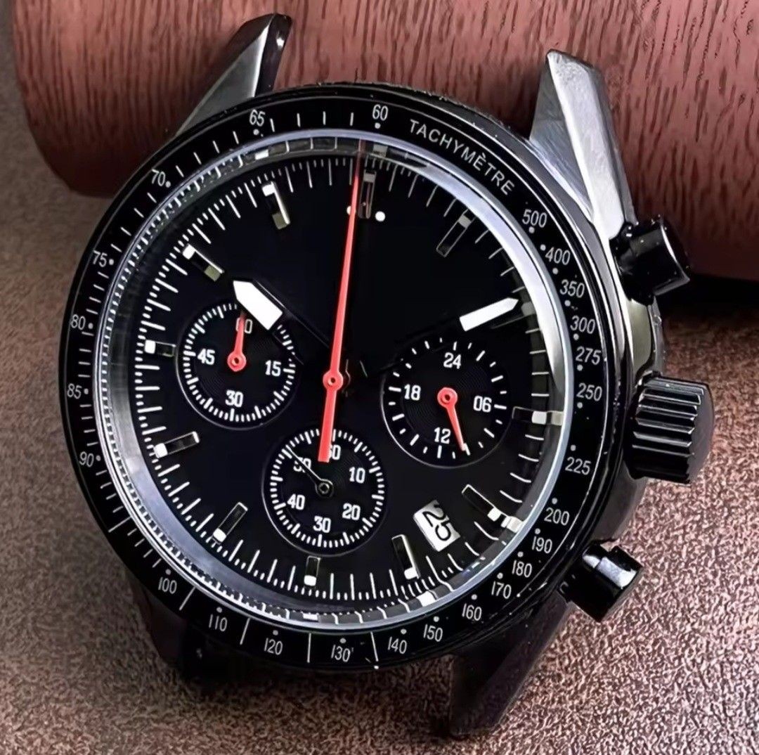 No Logo Homage VK63 Quartz Chronograph 40mm Black Speedmaster Style From Japan