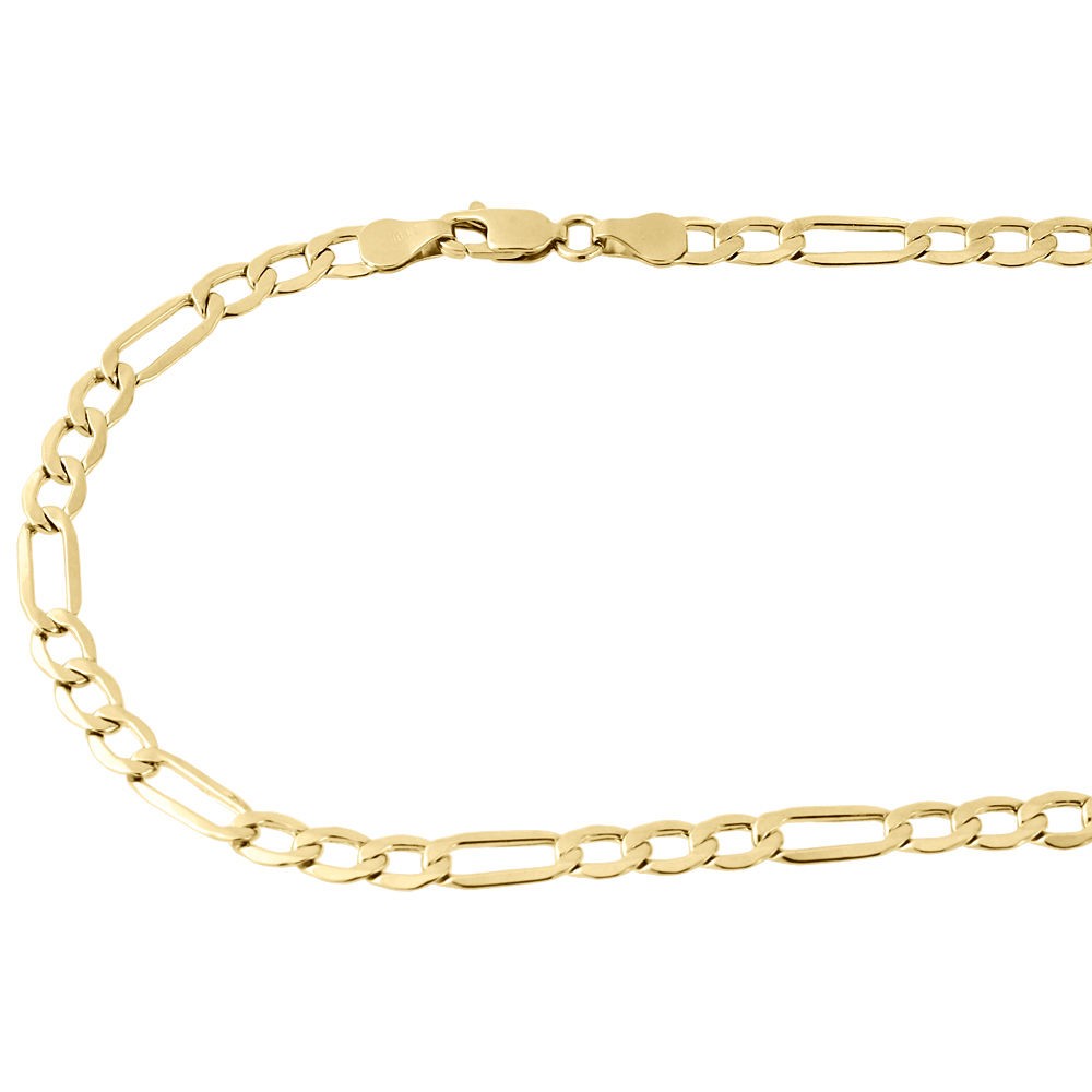 Mens Real 10K Yellow Gold Figaro Chain 4.7mm Necklace High Polished 16-30 Inches