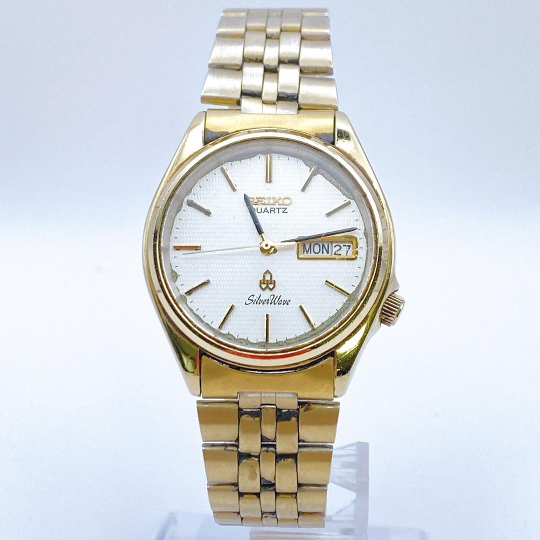 Working condition SEIKO men’s watch Silver Wave Day-Date vintage