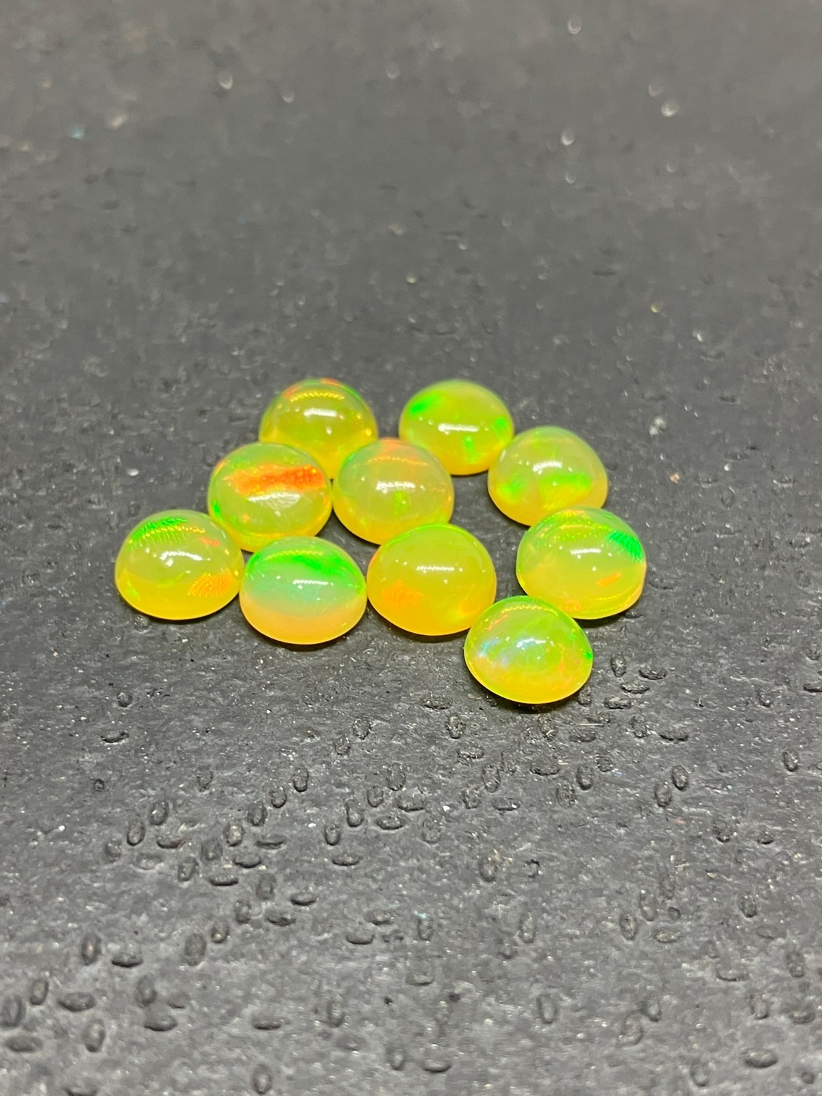 Opal Round Flat Back AAA Natural Ethiopian Yellow Loose Gemstone For All Jewelry