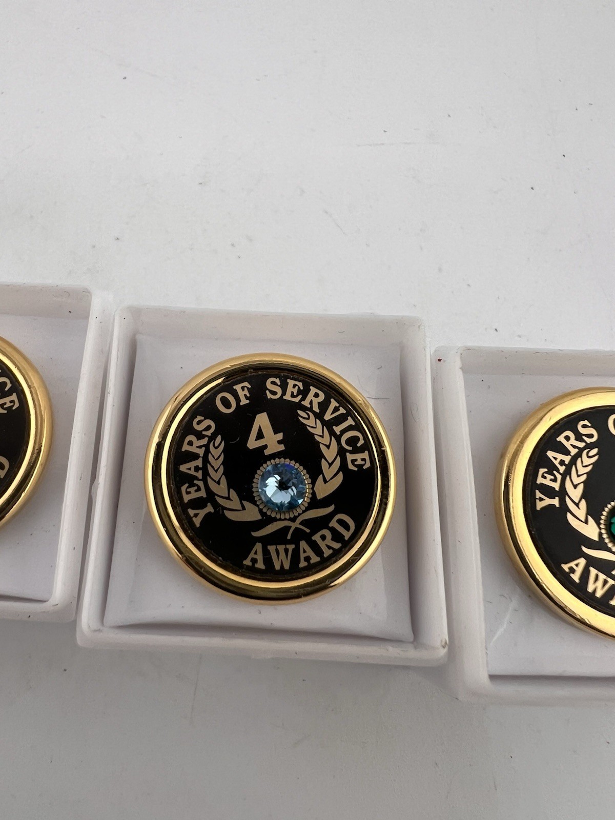 Brown Industries 1,4,5 Years Of Service Award Blue/Green/Purple Rhinestone Pins