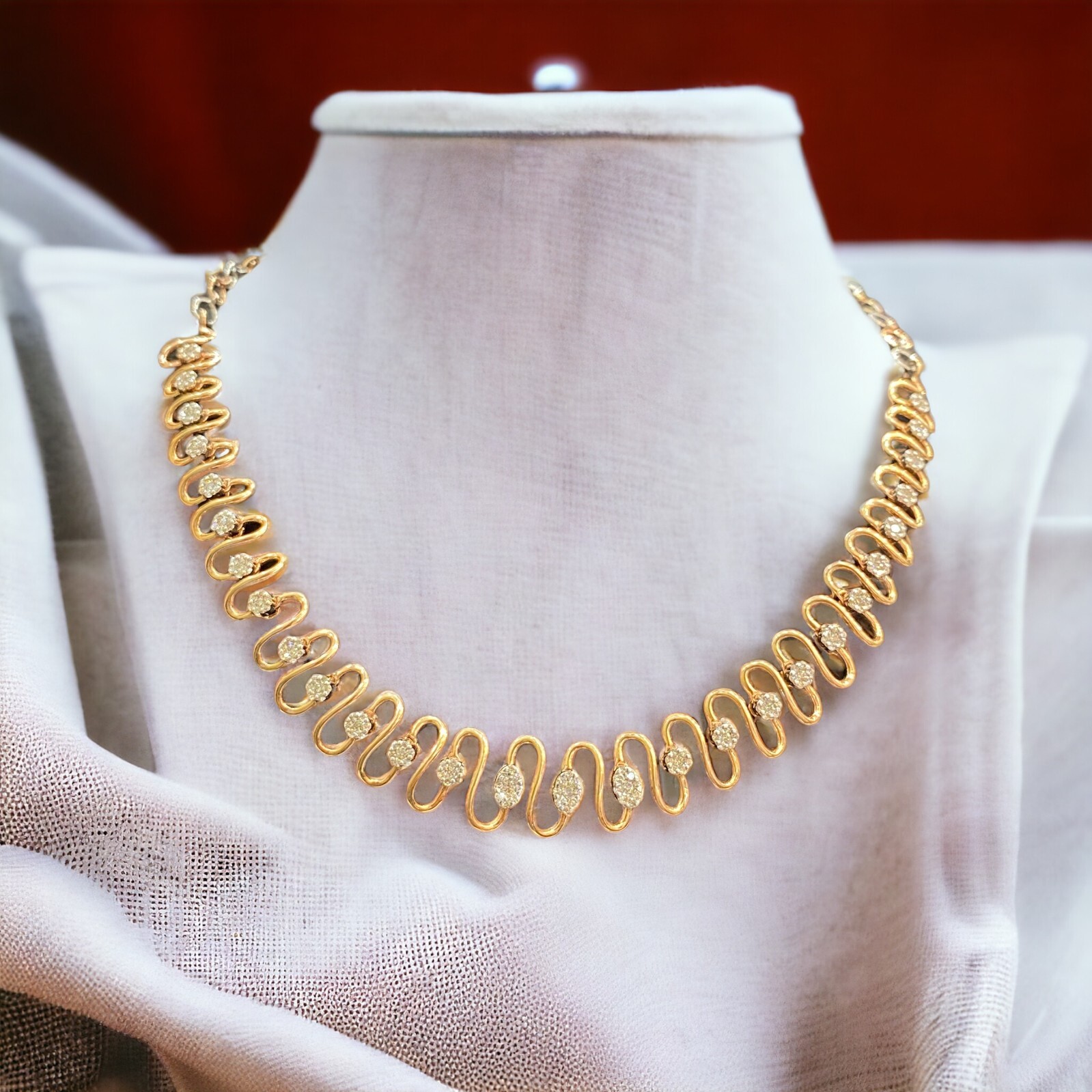 Stunning 1.50 Carats Round Brilliant Cut Natural Diamonds Necklace 14K Rose Gold