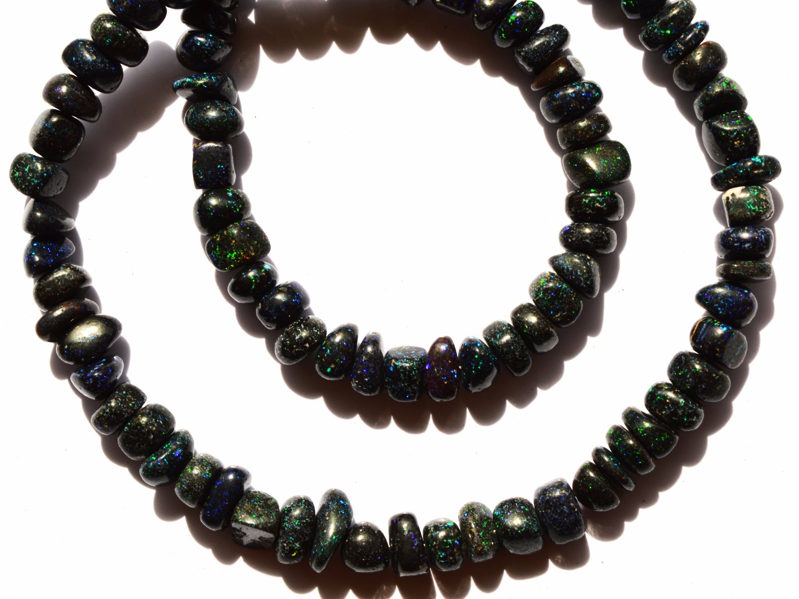 Super Rare Natural Black Australian Matrix Opal Smooth Unshape Beads Necklace17″